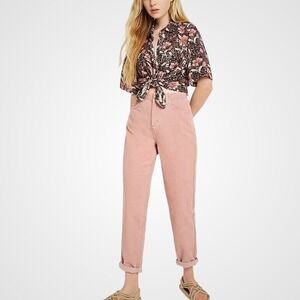 BDG Womens Cotton Corduroy Pocketed High Rise Pants Solid Pink Relaxed Y2K Sz 27